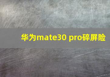 华为mate30 pro碎屏险